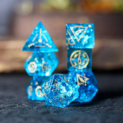 Set de Dés en Verre - Blue Lightning Shattered Zircon0Tales of Dice