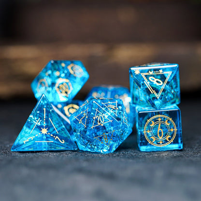 Set de Dés en Verre - Blue Lightning Shattered Zircon0Tales of Dice